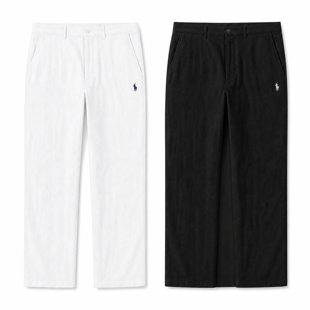 [2-Pack] Verona Straight-Leg Linen Trousers - White / Black