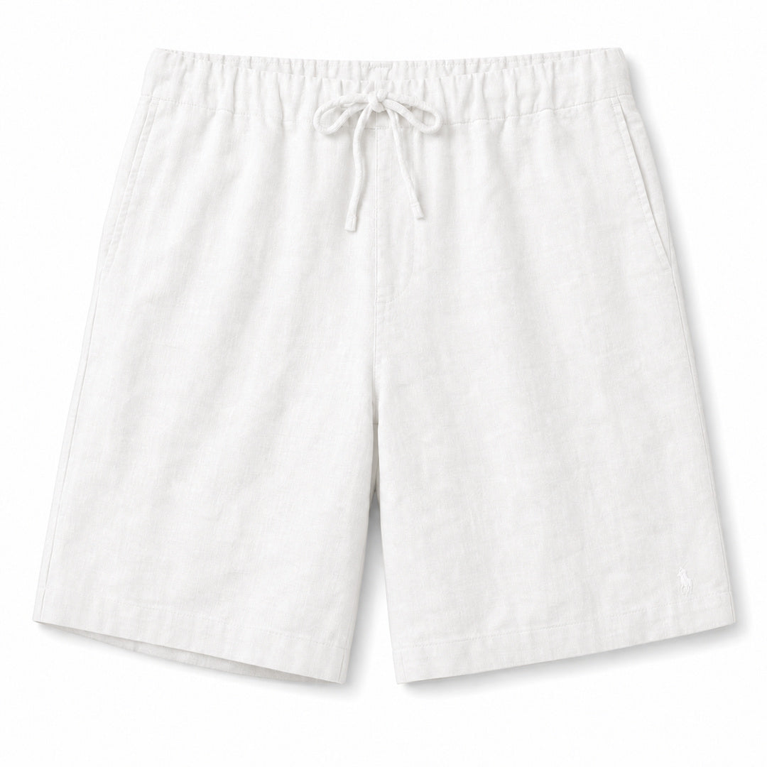 Bellagio Drawstring Linen Shorts — White