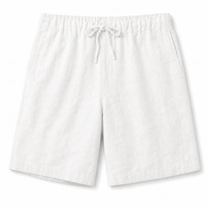 Bellagio Drawstring Linen Shorts — White