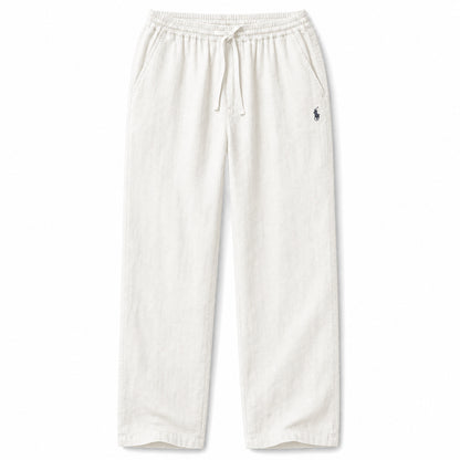 Forte Relaxed Linen Trousers — White